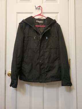 Kenneth Cole Reaction Men's Black Hooded Utility Jacket Size S